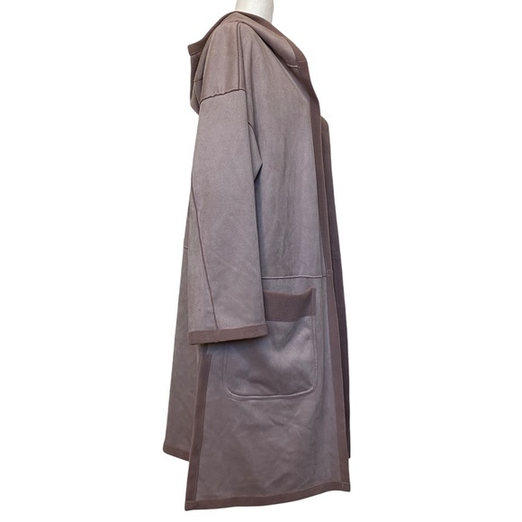 B New York Faux Suede Oversized Hooded Coat in Dusty Blush Size Medium NWT - Picture 7 of 11